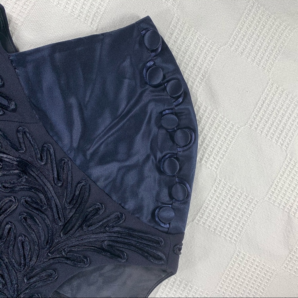 Carmen Marc Valvo navy blue top W 8 - Picture 8 of 13
